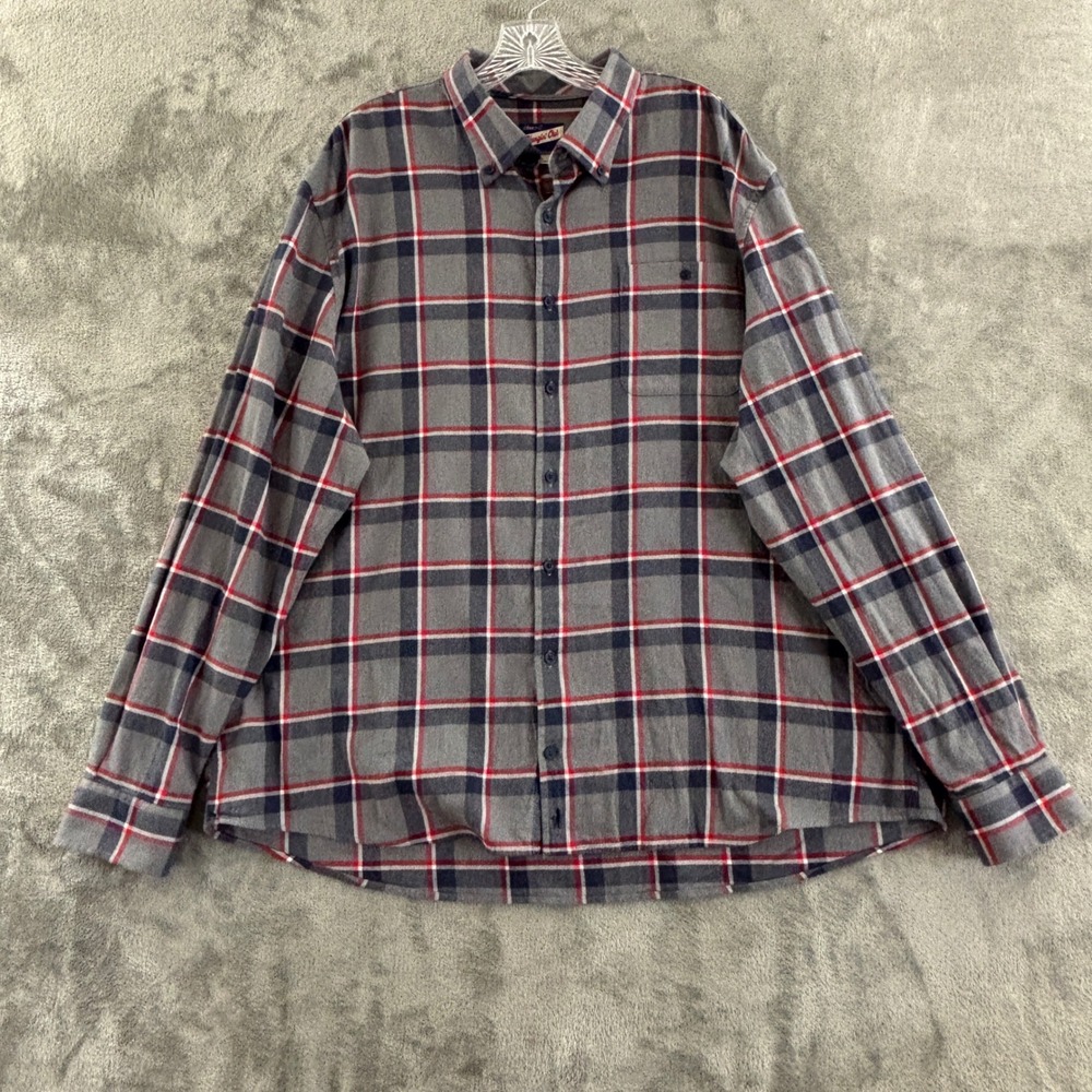 Johnnie-O Hangin Out Flannel Shirt Mens 2XL Gray Plaid Long Sleeve Button Down